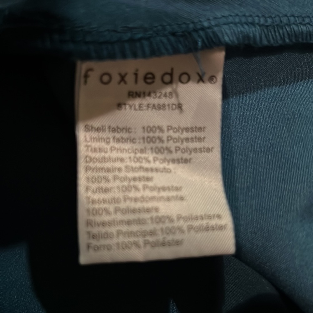 NWT $195 foxiedox | Gloria | Lace Dress with Sheer Arms in Sapphire & Teal Black - Picture 12 of 16